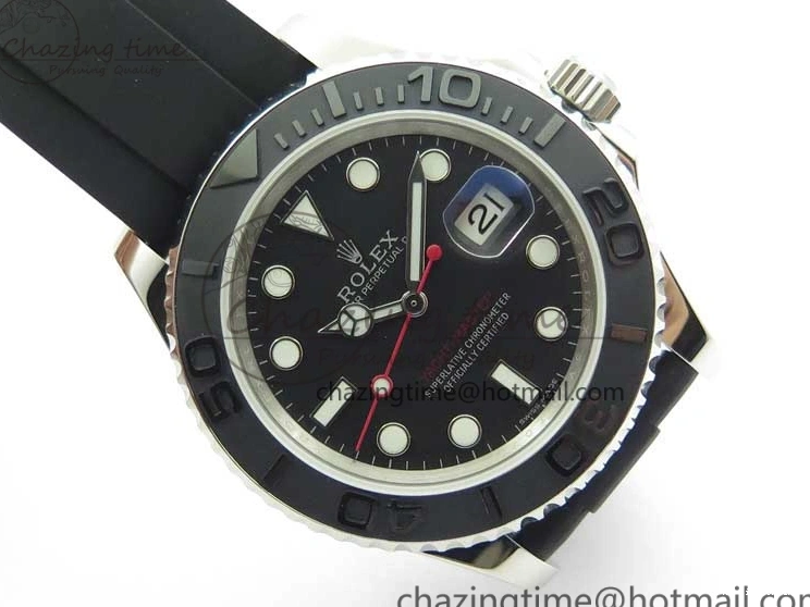 0416 Yacht-Master 116655 ARF SS Custom Made Black Ceramic Bezel on Oysterflex Rubber Strap A HighPerformance 3064
